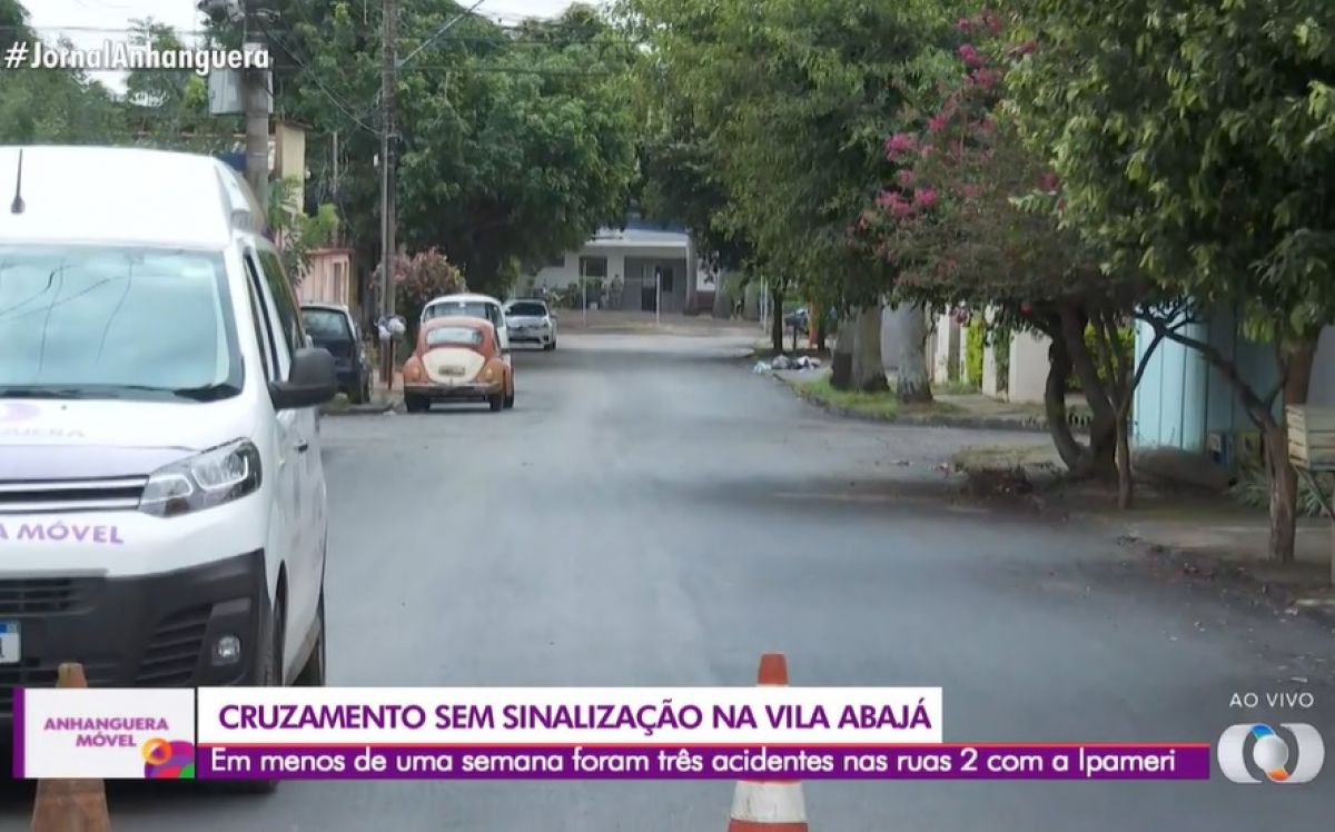 TV Anhanguera mostra cruzamento com acidentes em série na Vila Abajá, em Goiânia