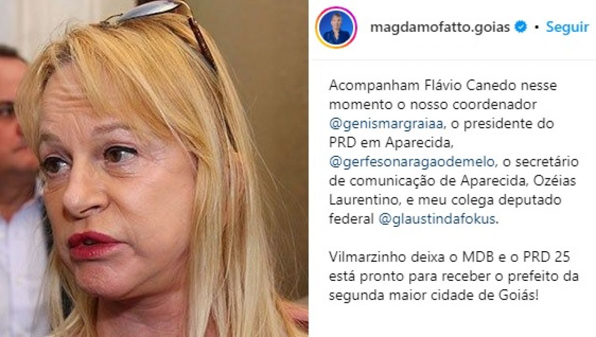 Bola fora: Magda faz post falando de Vilmar Mariano no PRD e horas depois ele se filia ao UB