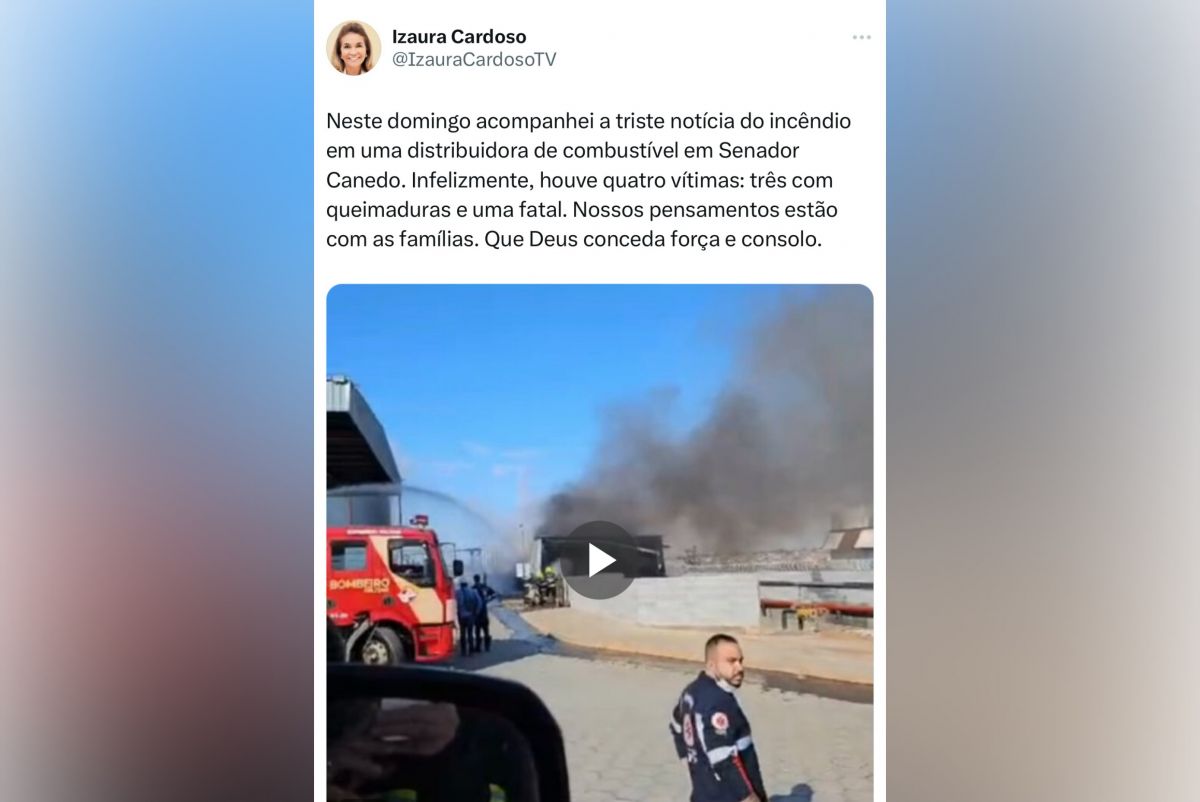 Izaura Cardoso oferece “força e consolo” para familiares de vítimas de incêndio em Senador Canedo