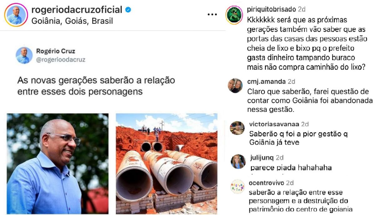 Rogério Cruz tenta surfar em meme e só leva pauladas no Instagram