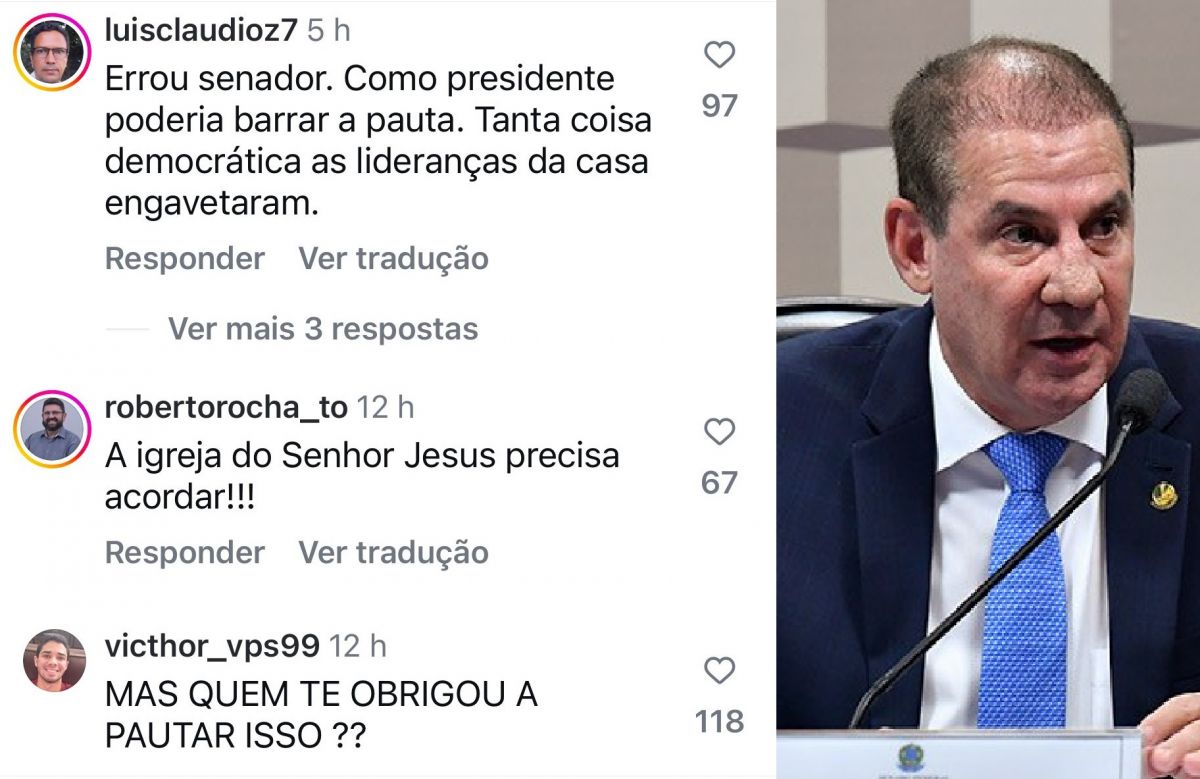 Nos comentários do Instagram de Vanderlan, eleitores dizem que ele errou